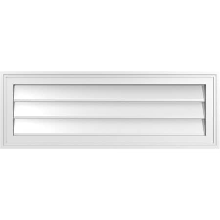 Ekena Millwork Vertical Surface Mount PVC Gable Vnt: Non-Functional, w/2"W x 1-1/2"H, Brickmould Frame, 34"W x 12"H GVPVE34X1202SN